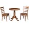 International Concepts Round 30 in Rd Top Pedestal Table, 2 Emily Chairs, Distressed Oak, 30 W, 30 L, 29.1 in H, Wood K42-30RT-C617-2 - alternate 1